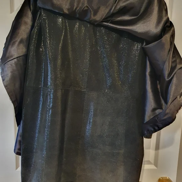 leather and fox fur trim women cape,coat, jacket, size L-XL - Picture 7 of 10